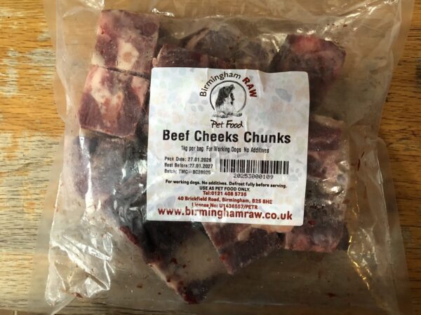 Birmingham Raw ~Beef Cheek Chunks 1kg
