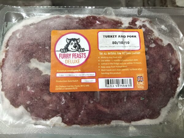 Furry Feasts ~ Deluxe Turkey & Pork 80/10//10  (500g)