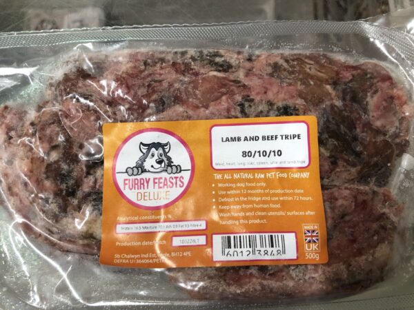 Furry Feasts ~ Deluxe Lamb & Beef Tripe  80/10/10 (500g)