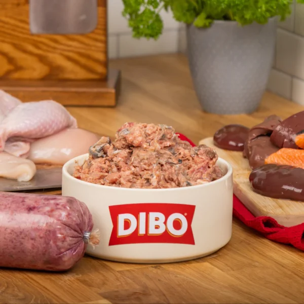 salmonchickenandoffalChubb Dibo by Bulmer Petfood 80/10/10 Chicken & Salmon Mix Chubb 454g