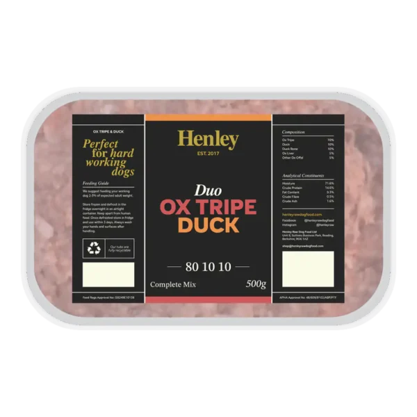 Henley ~ Duo Ox Tripe & Duck 80/10/10 500g