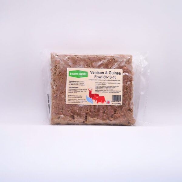 Albion Pet Foods ~ Buddys Choice Venison & Guinea Fowl  80/10/10 454g