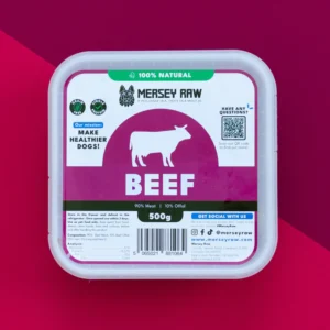 Beef_Raw_Dog_Food_500g_Frozen_Mince_Meat_Puppy_Adult_Senior Mersey Raw ~ Beef 500g