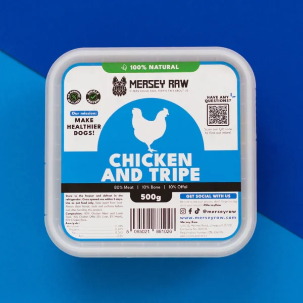 Chicken_Tripe_Raw_Dog_Food_500g_Frozen_Complete_Mince_Meat_80_10_10 Mersey Raw ~ Chicken & Tripe 500g