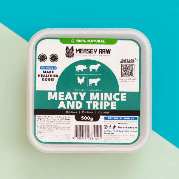 Meaty_Mince_Tripe_Raw_Dog_Food_500g_Frozen_Complete_Mince_Meat_80_10_10 Mersey Raw ~ Meaty Mince & Tripe 500g