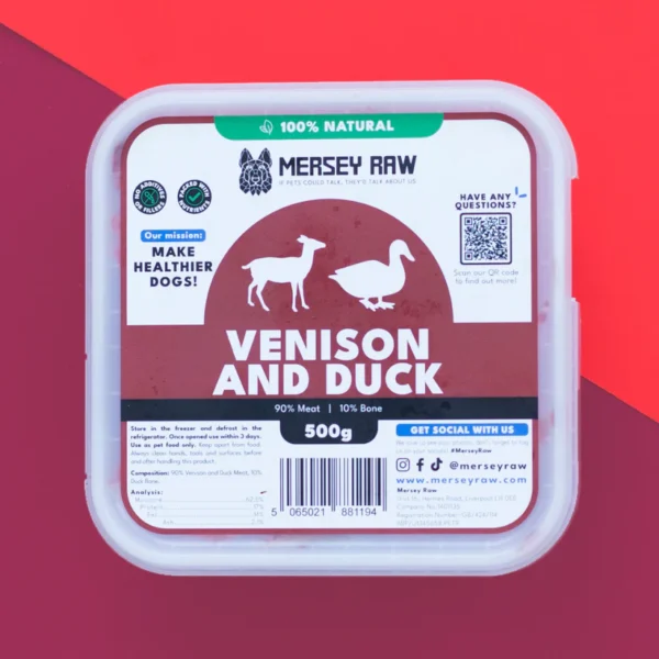 Venison_Duck_Raw_Dog_Food_500g_Frozen_Mince_Meat_Puppy_Adult_Senior Mersey Raw ~ Venison & Duck 500g