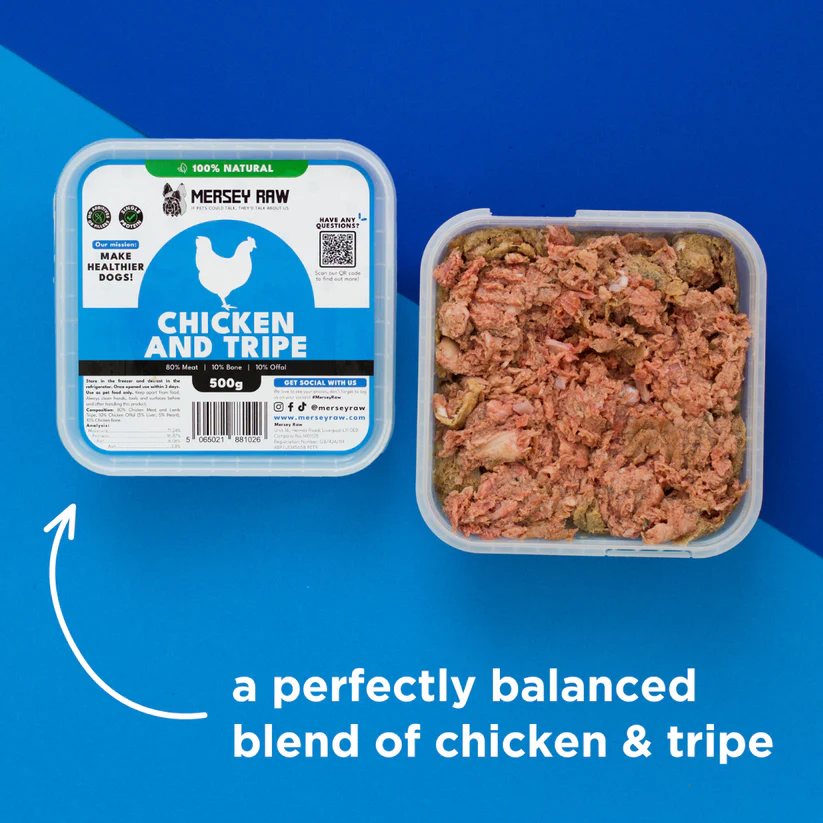 Chicken_Tripe_Raw_Dog_Food_500g_Frozen_Complete_Mince_Meat_80_10_10 Mersey Raw ~ Chicken & Tripe 500g