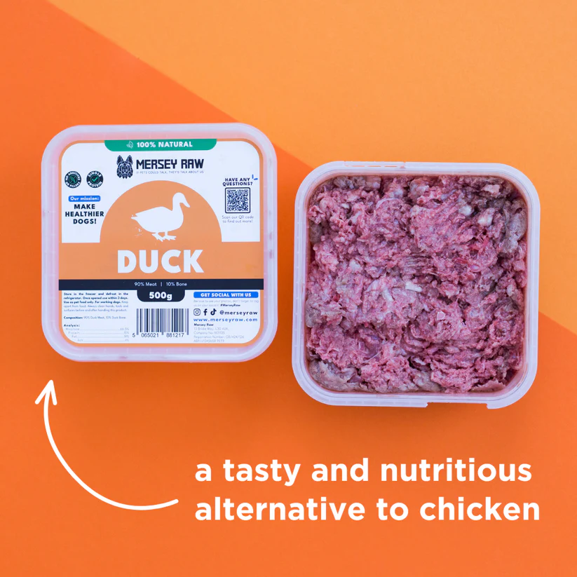Duck_Raw_Dog_Food_500g_Frozen_Mince_Meat_Puppy_Adult_Senior Mersey Raw ~ Duck 500g