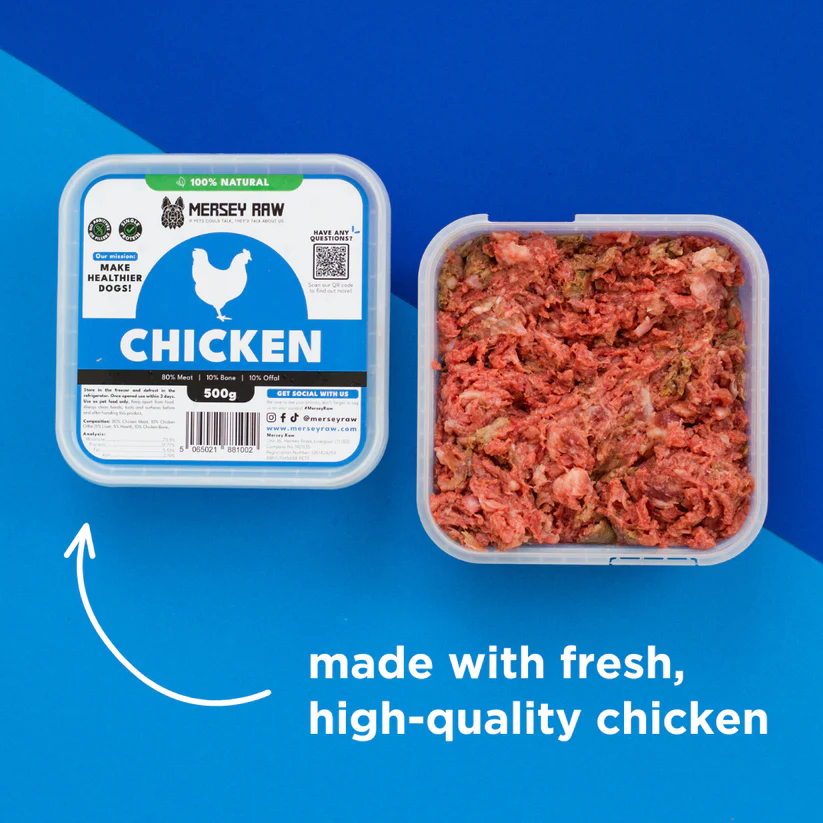 Chicken_Raw_Dog_Food_500g_Frozen_Complete_Mince_Meat_80_10_10 Mersey Raw ~ Chicken Complete 500g