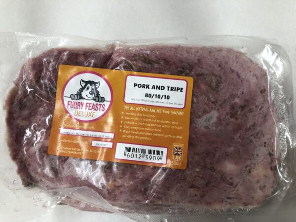 IMG_5087 Furry Feasts ~ Deluxe Pork & Beef Tripe 80/10/10 500g