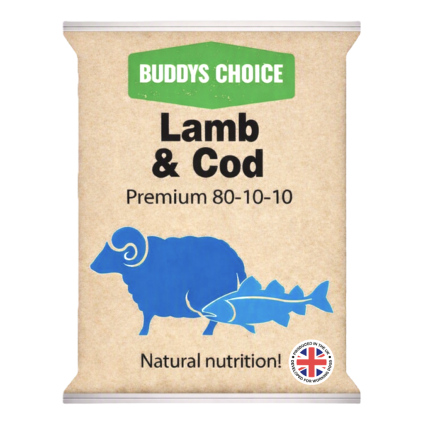 Lamb-Cod Albion Pet Foods ~ Buddys Choice Lamb & Cod 80/10/10 454g