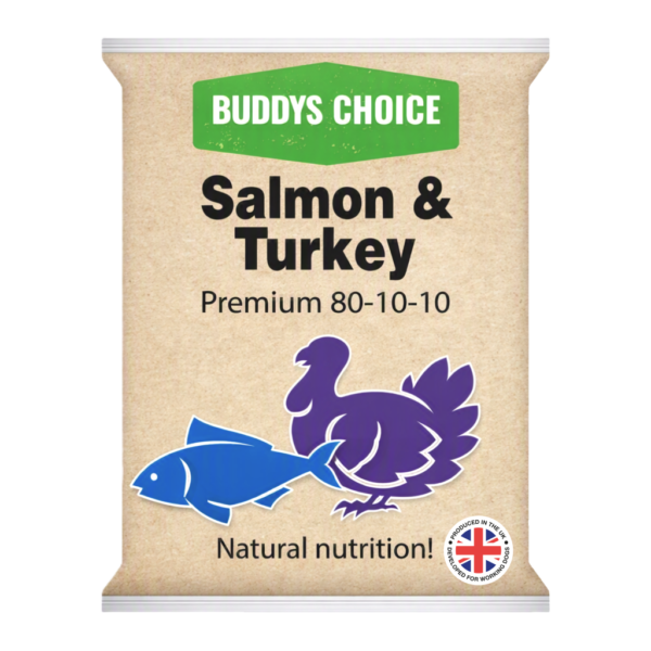 Salmon-Turkey Albion Pet Foods ~ Buddys Choice Salmon & Turkey 80/10/10 454g